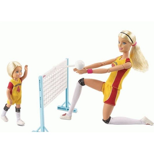 Lalka Barbie i Chelsea - trening siatkówki