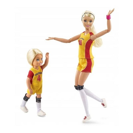 Lalka Barbie i Chelsea - trening siatkówki
