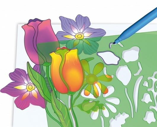 Szablony z pisakami - kwiaty