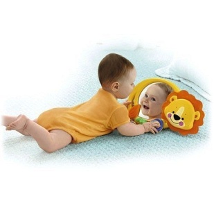 Uśmiechnięty Lew z lusterkiem