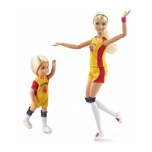 Lalka Barbie i Chelsea - trening siatkówki